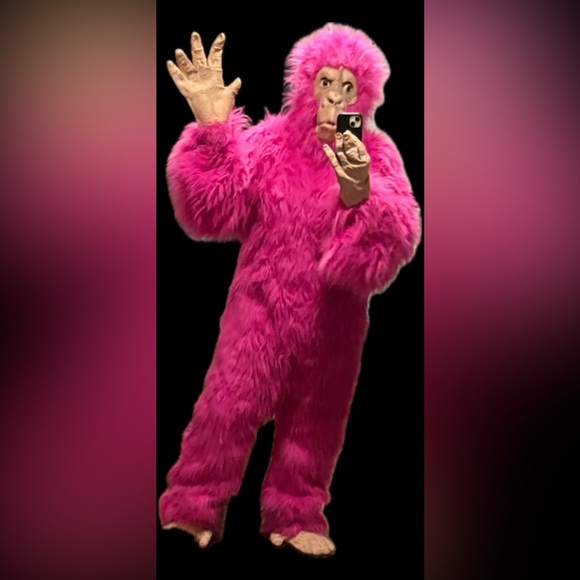 Pink Gorilla Ape Monkey Suit Halloween Dress Up Cosplay Adult Men Women Costume - Picture 1 of 16